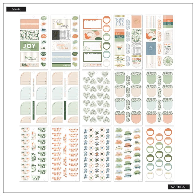Happy Planner Apricot & Sage 30 Sheet Sticker Value Pack - Farmacias Arrocha