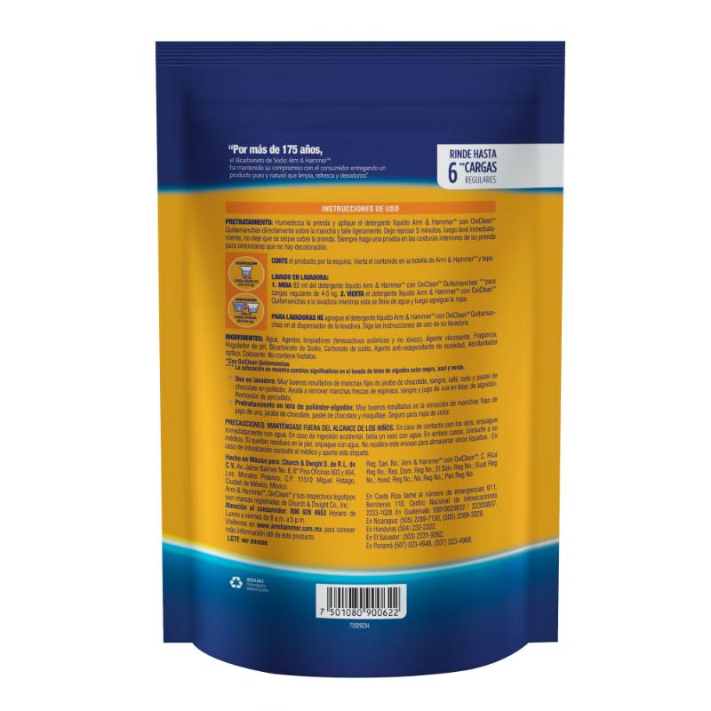 Arm & Hammer + Oxiclean Detergente Liquido Sin Cloro 550Ml - Farmacias Arrocha