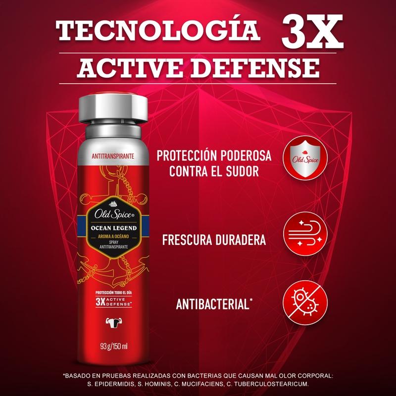 Spray Antitranspirante Old Spice Ocean Legend 93 g/150 ml - Farmacias Arrocha