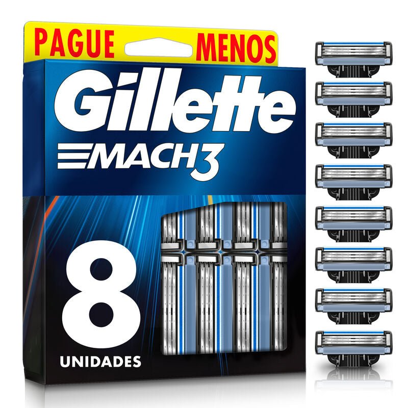 Repuesto para Máquina de afeitar Gillette Mach3 con 3 hojas, 8 uds - Farmacias Arrocha