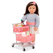 Juego de Supermercado – Carrito Rosa y Comida para Muñecas 18" - Farmacias Arrocha