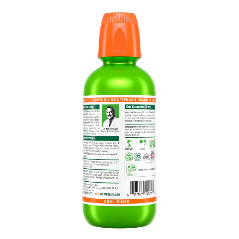 TheraBreath Mild Mint Enjuague Bucal Formulado por Dentistas 16oz - Farmacias Arrocha