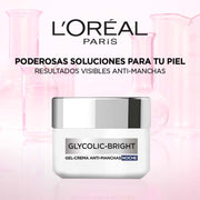 Crema Gel Hidratante Facial Noche L'Oréal Paris Glycolic Bright Antimanchas Ácido Glicólico y Niacinamida 50 ml - Farmacias Arrocha