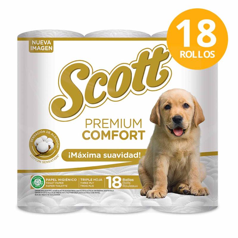 Papel Higiénico Scott Premium Confort 18 Rollos - Farmacias Arrocha