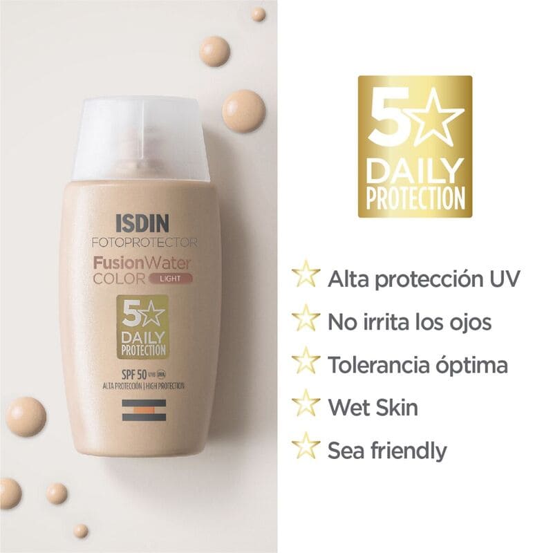 Isdin Fotoprotector Fusion Water Color Spf50 50Ml - Protector Solar Facial Con Color - Farmacias Arrocha