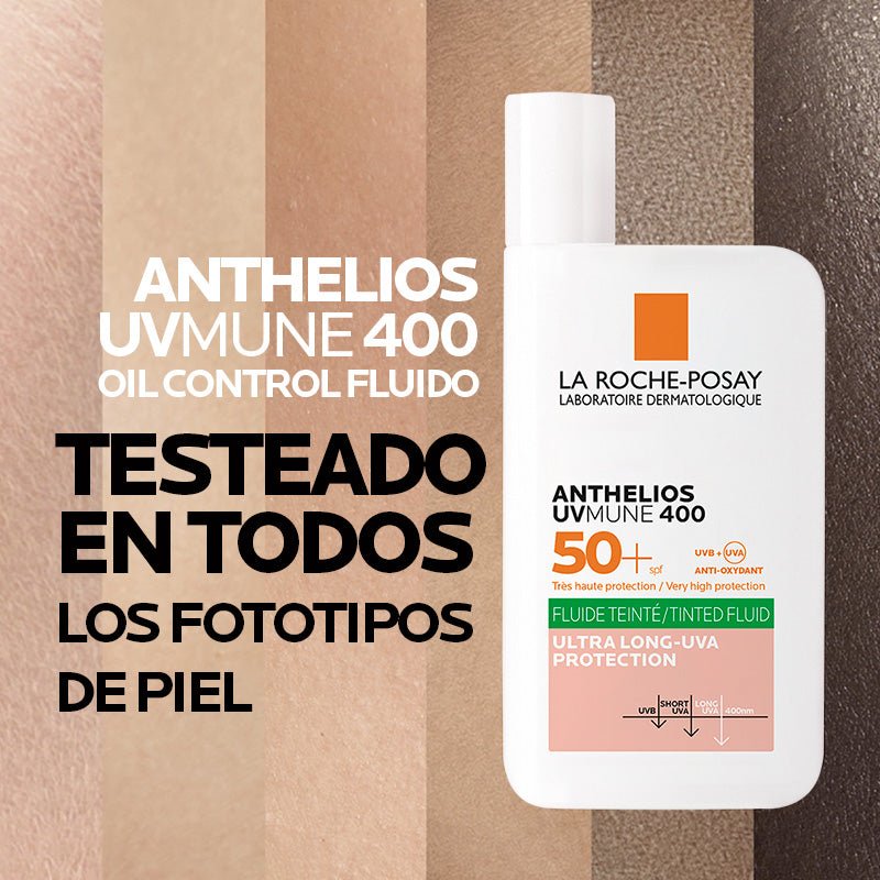 La Roche Posay Anthelios Uvmune 400 Oil Control Protector Solar Fluido Con Color Spf50+ 50Ml - Farmacias Arrocha