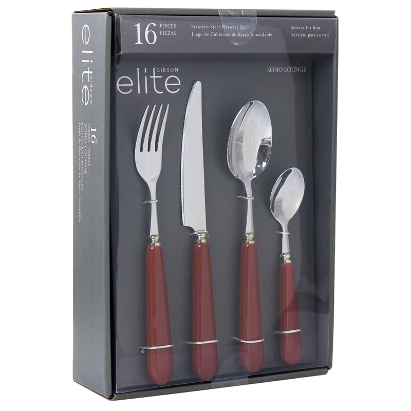 Gibson Juego de Cubiertos 16 Piezas Rojo - Farmacias Arrocha
