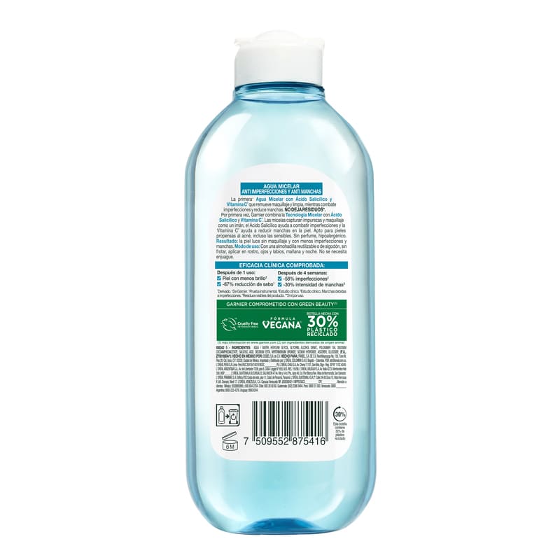 Agua Micelar Anti Imperfecciones Express Aclara tratamiento concentrado (Ácido Salicílico + Vitamina C) 400ml - Farmacias Arrocha