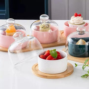 Taza De Cerámica Con Cubierta De Vidrio y Bandeja De Madera - Farmacias Arrocha