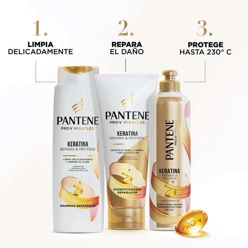 Crema Para Peinar Pantene Pro - v Miracles Keratina Repara Y Protege Termoprotectora 300 ml - Farmacias Arrocha