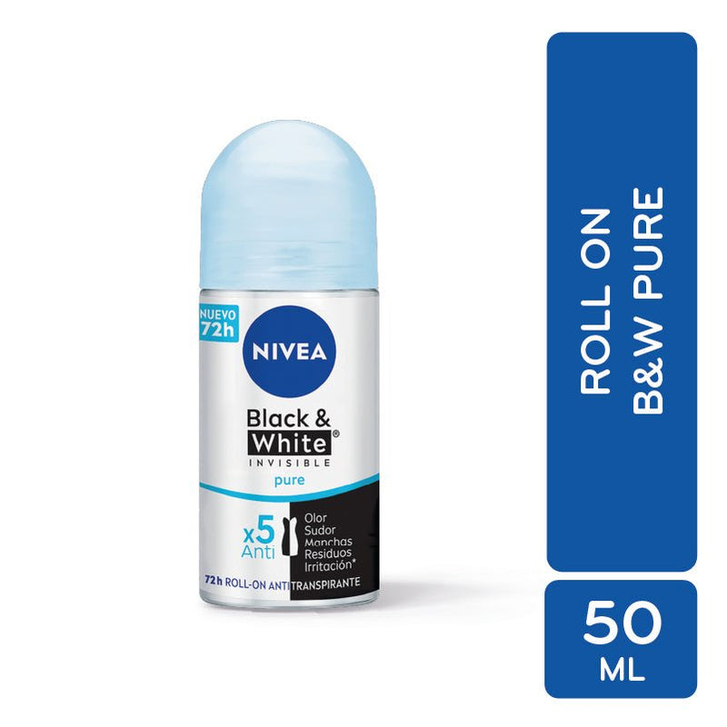 Nivea Deo Roll On Invisible B&W Pure 50 Ml - Farmacias Arrocha