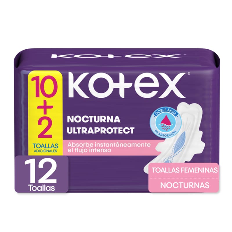 Toallas Femeninas Kotex Nocturna 12U - Farmacias Arrocha