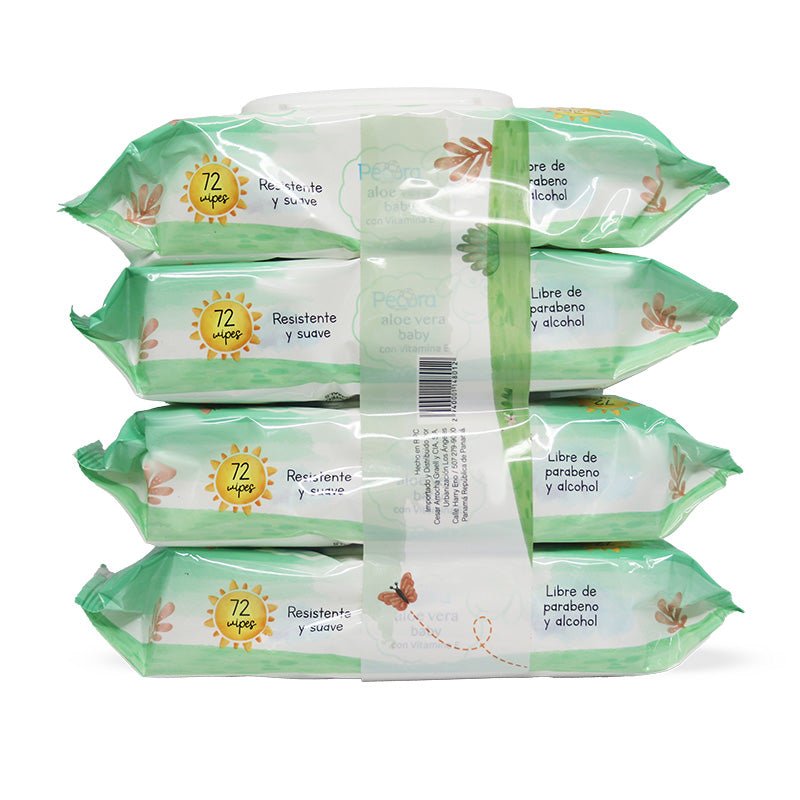 Pecora Baby Wipes Aloe / Vit E 4X72'S - Farmacias Arrocha