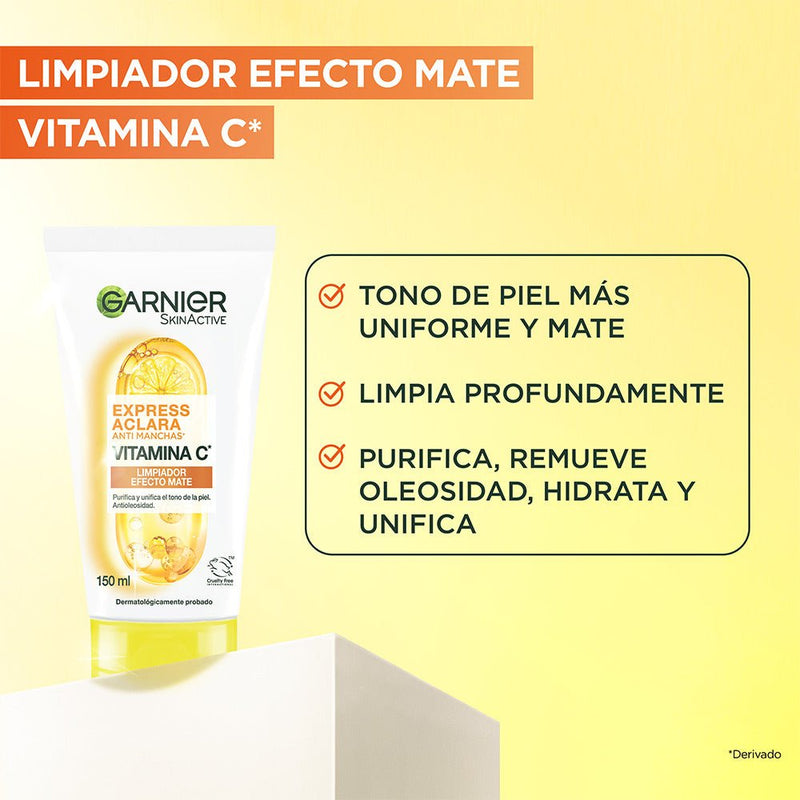 Garnier Express Aclara Gel Limpiador Vitamina C 150 ml - Farmacias Arrocha