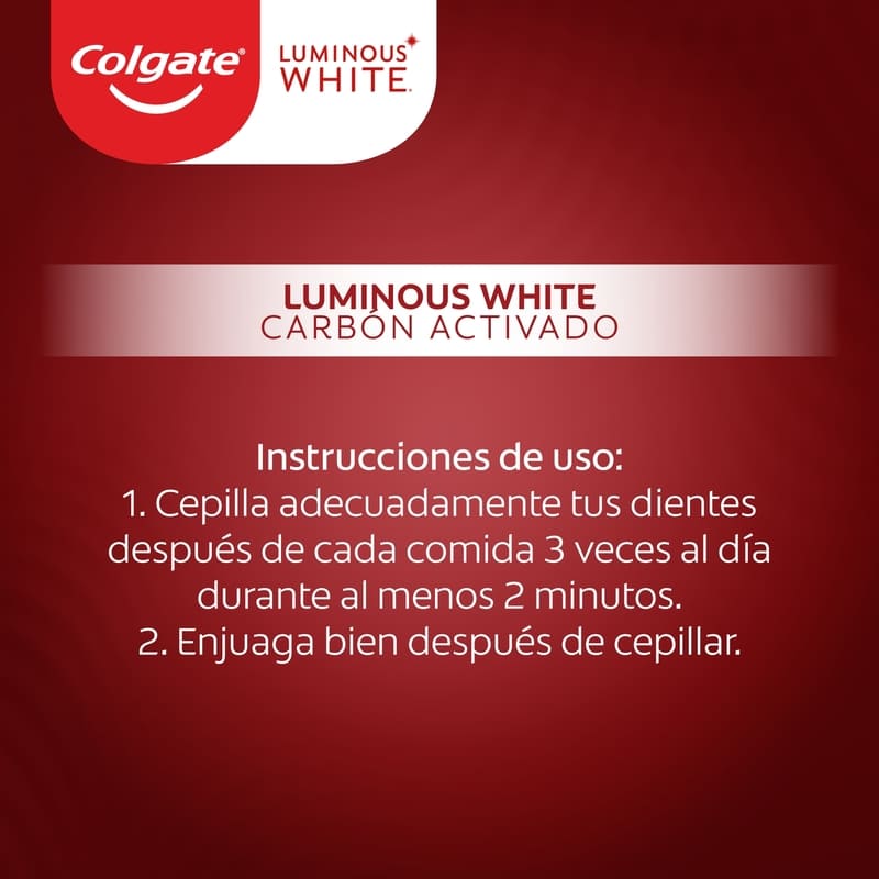 Pasta Dental Colgate Luminous White Carbón Activado 75 ml - Farmacias Arrocha