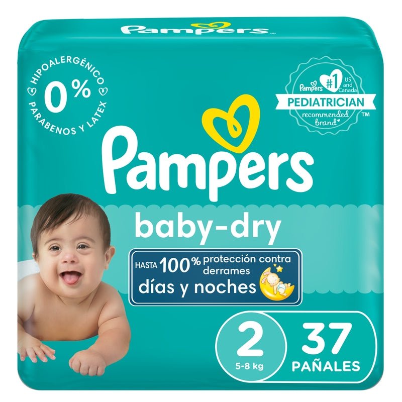 Pañales Pampers Baby Dry Talla 2, 37 unidades - Farmacias Arrocha