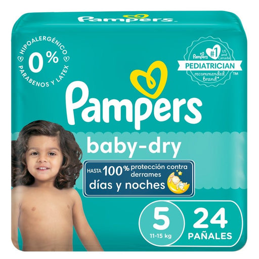 Pañales Pampers Baby Dry Talla 5, 24 unidades - Farmacias Arrocha