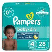 Pañales Pampers Baby Dry Talla 4, 28 unidades - Farmacias Arrocha