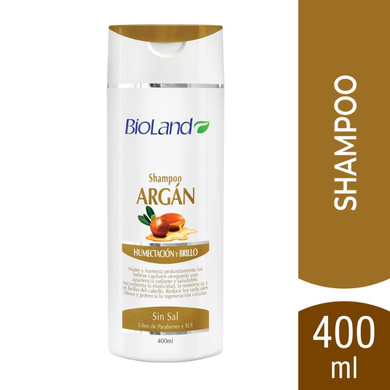 Bioland Shampoo Argán Humectación y Brillo 400Ml - Farmacias Arrocha