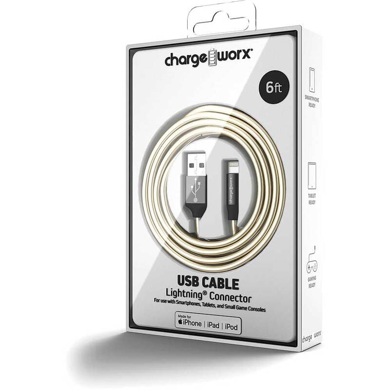 Chargeworx Cable Lightning 6Ft Blanco Glitter - Farmacias Arrocha