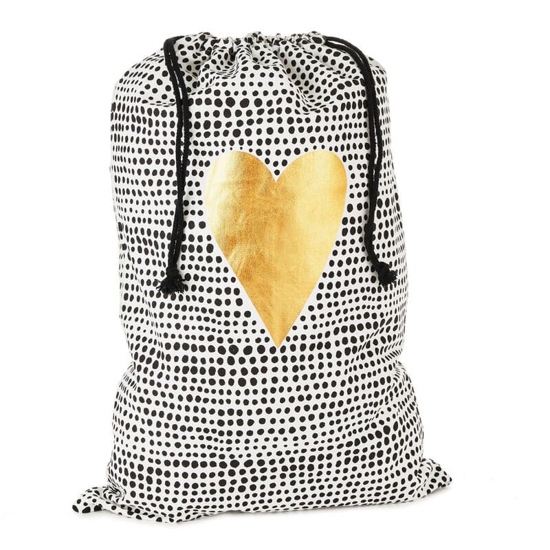 Hallmark Bolsa De Regalo De Tela Corazón Y Puntos Negros Con Etiqueta 28" - Farmacias Arrocha