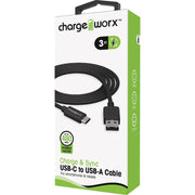 Chargeworx Cable Tipo C Negro 3Ft - Farmacias Arrocha