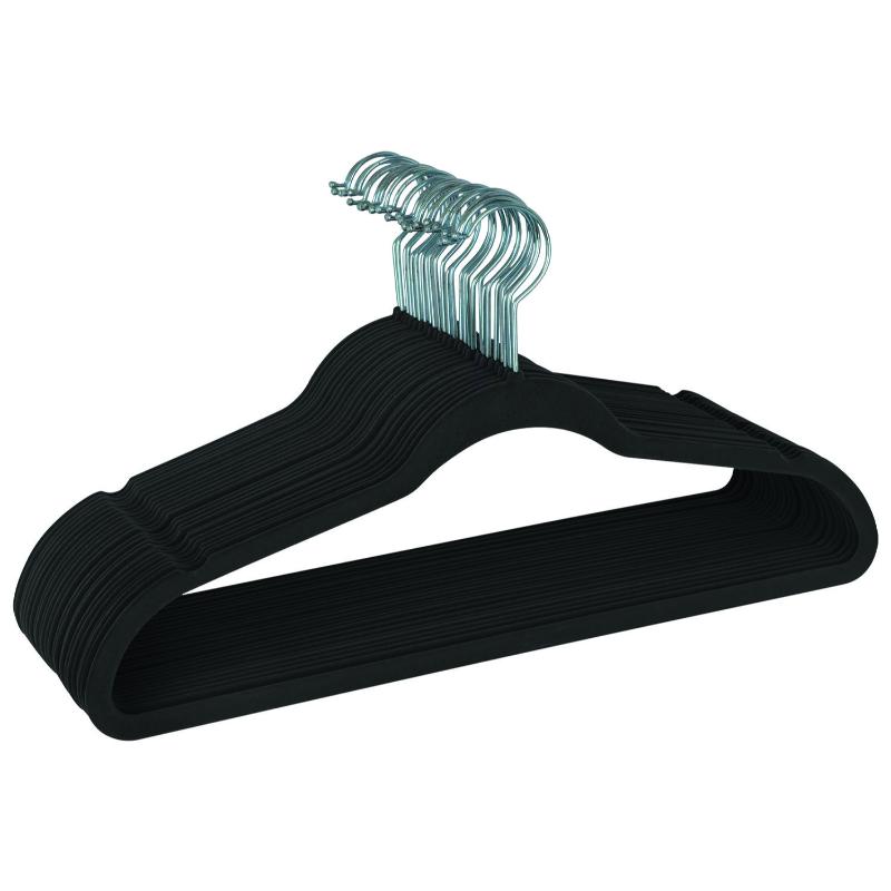 Set De Ganchos De Ropa Aterciopelados Negro 25Pzas - Farmacias Arrocha