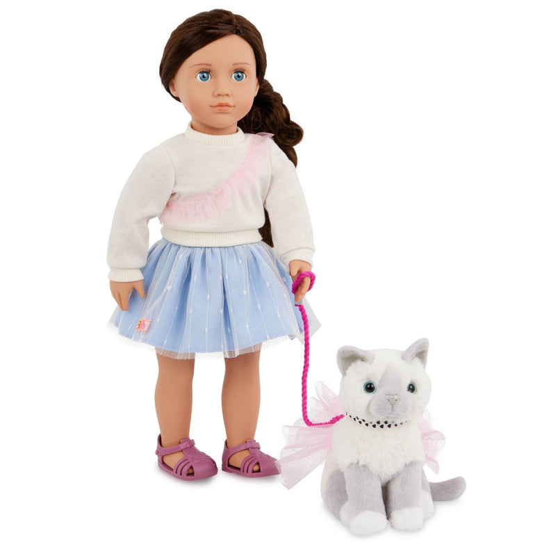 Mindy & Pepper – Muñeca de 18” con Gatito de Peluche - Farmacias Arrocha