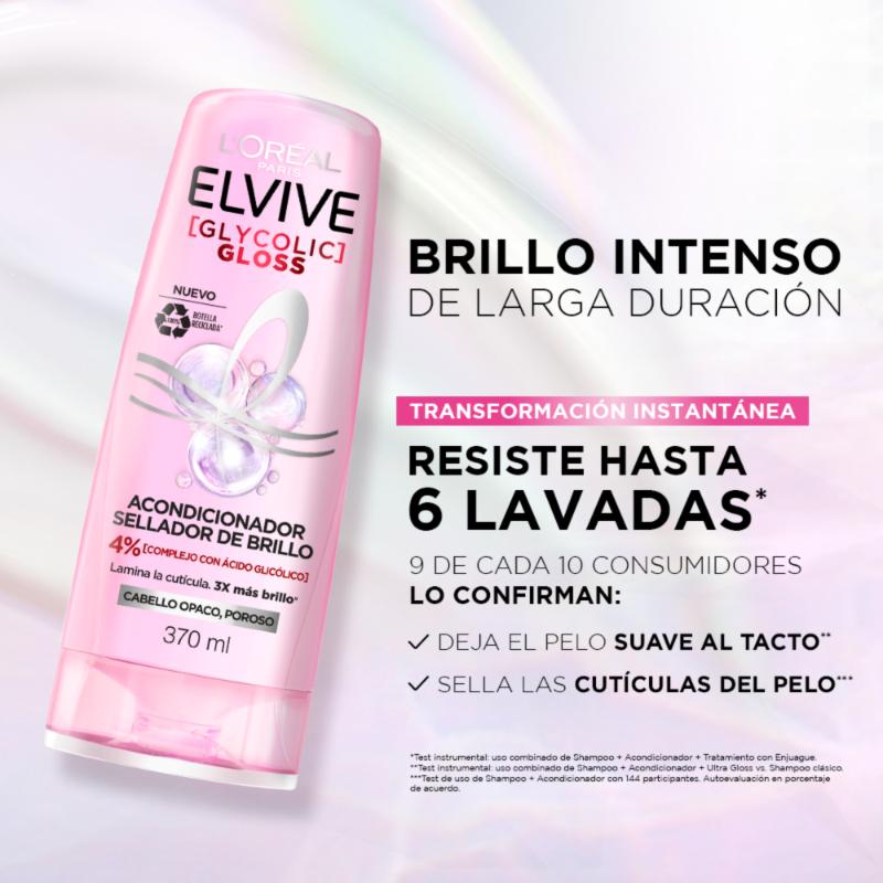Acondicionador L'Oreal Paris Elvive Glycolic Gloss 370 Ml - Farmacias Arrocha