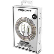 Chargeworx Cable Lightning 6Ft ArcoIris Glitter - Farmacias Arrocha