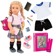 Muñeca Escolar Hally Articulada de 18” con Libro de Historias - Farmacias Arrocha