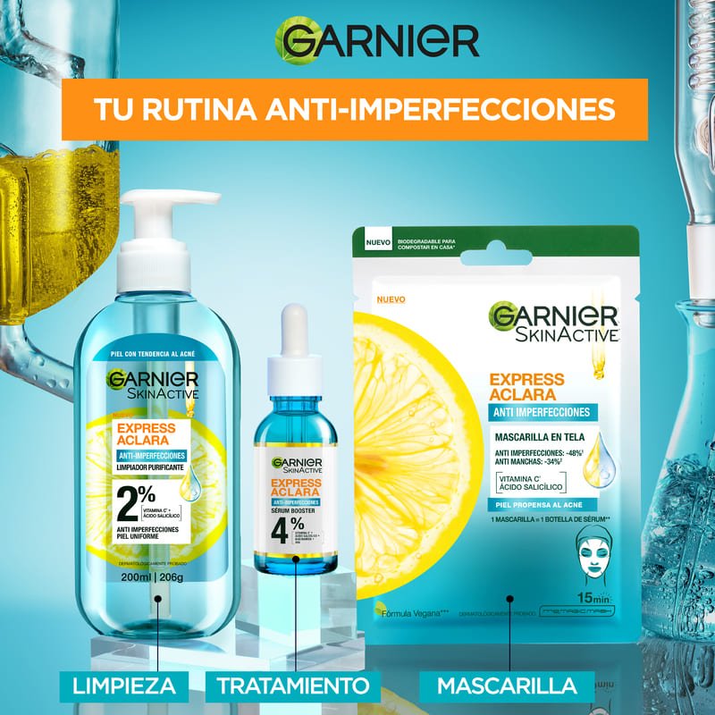 Gel Limpiador Profundo Anti Imperfecciones Express Aclara Garnier Ácido Salicílico 200 ml - Farmacias Arrocha