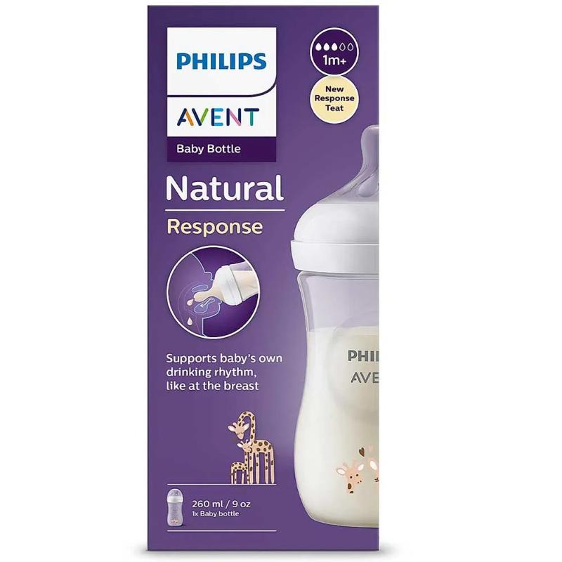 Avent Biberón Natural Response Decorado 9Oz. - Jirafa - Farmacias Arrocha