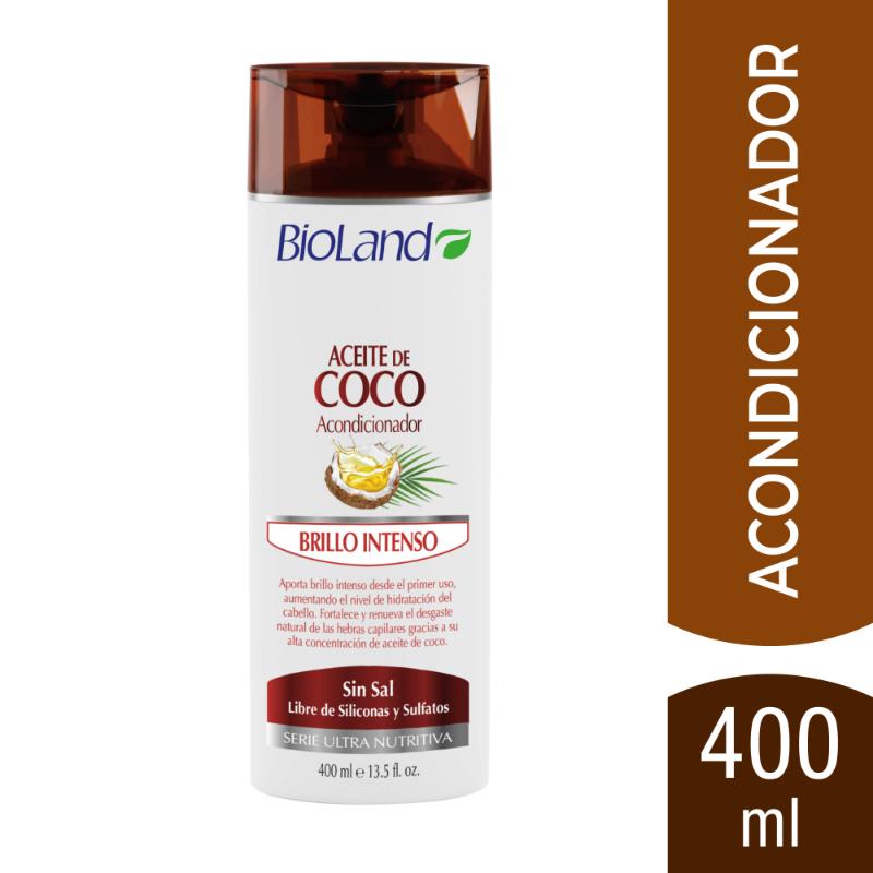Bioland Acondicionador Brillo Intenso Aceite Coco 400Ml - Farmacias Arrocha