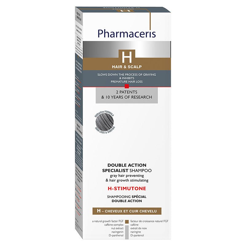 Pharmaceris H - Stimutone Champú doble acción prevención de canas y para estimular el crecimiento del cabello 250 ml - Farmacias Arrocha