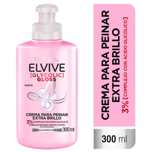 Crema Para Peinar L'Oreal Paris Elvive Glycolic Gloss 300 Ml - Farmacias Arrocha
