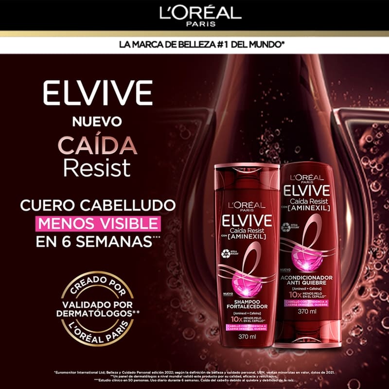 L´Oreal Paris Elvive Caida Resist Con (Aminexil) Acondicionador Anti Quiebre 370 Ml - Farmacias Arrocha