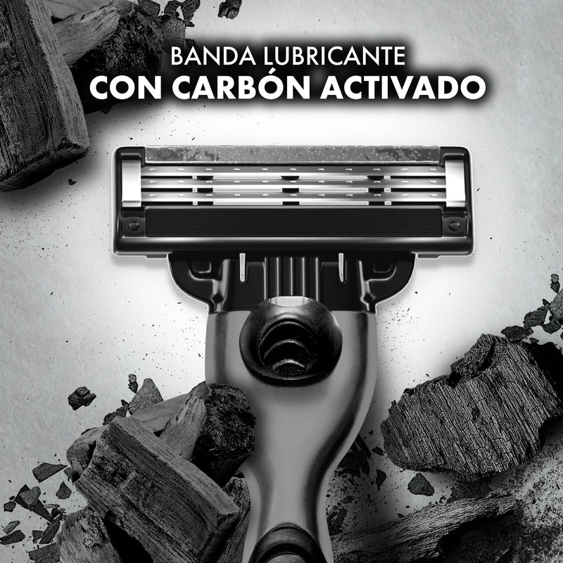 Máquina de afeitar Gillette Mach3 Carbono con Carbón Activado y 3 hojas, 1 ud - Farmacias Arrocha