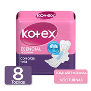 Toallas Femeninas Kotex Esencial Nocturna 8U - Farmacias Arrocha