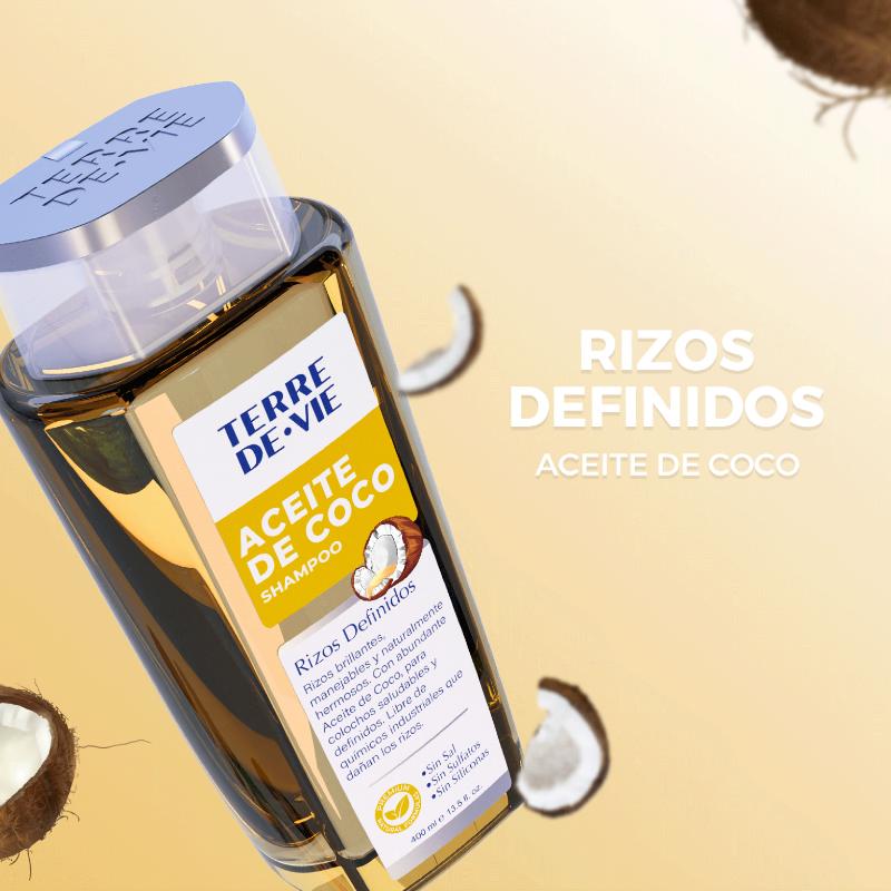 Terre De Vie Shampoo Aceite de Coco Rizos Definidos 400Ml - Farmacias Arrocha