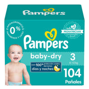 Pañales Pampers Baby Dry Talla 3, 104 unidades - Farmacias Arrocha
