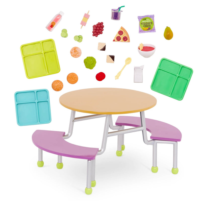 Mesa de Cafetería Escolar – Set de Juego de 23 Piezas para Muñeca de 18” - Farmacias Arrocha