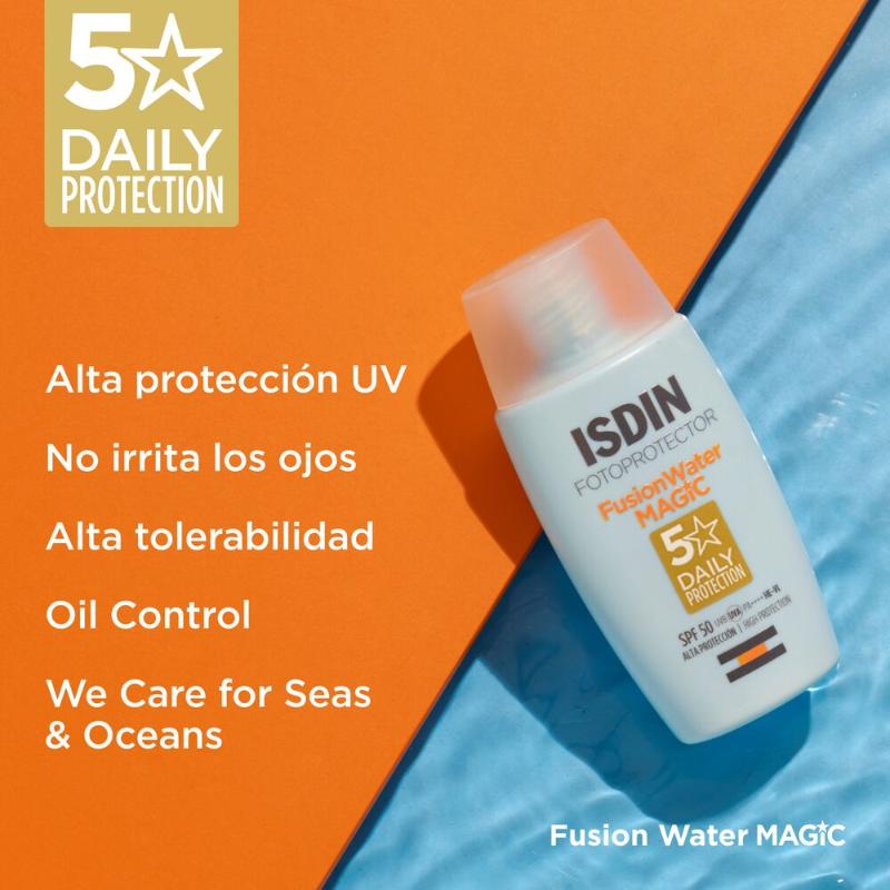 ISDIN Fotoprotector Fusion Water MAGIC Oil Control SPF50 50ML - Bloqueador solar facial ultraligero - Farmacias Arrocha