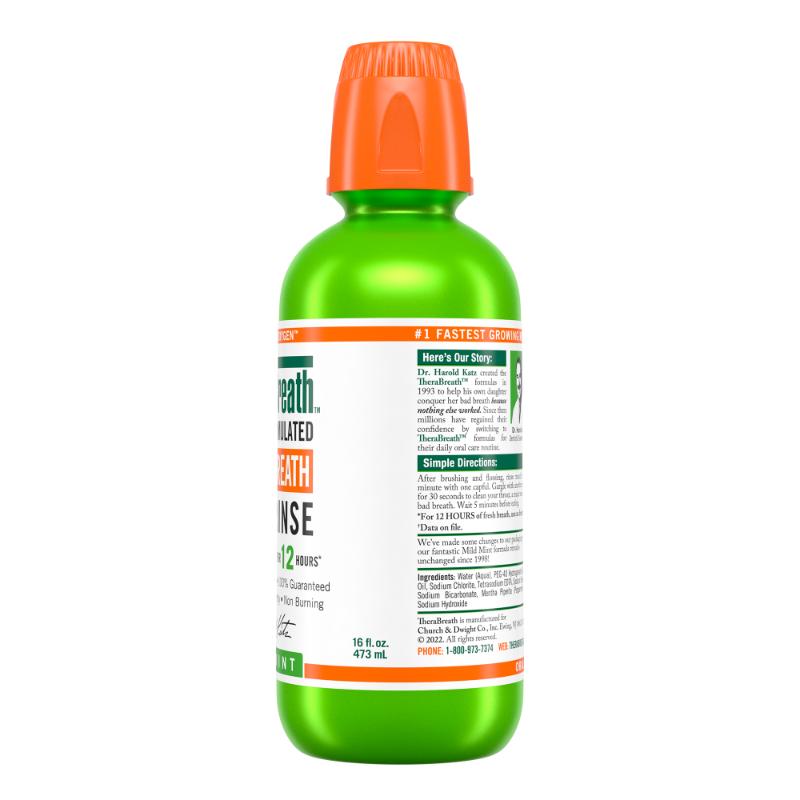 TheraBreath Mild Mint Enjuague Bucal Formulado por Dentistas 16oz - Farmacias Arrocha