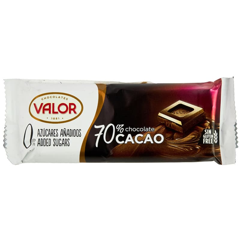 Valor Choc 70% Caco Sin Azucar 35G - Farmacias Arrocha
