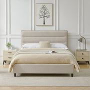 Cama tapizada con respaldar lineas Beige - Farmacias Arrocha