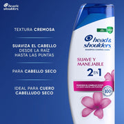 Shampoo Control Caspa Head & Shoulders Suave Y Manejable 2 En 1 375 ml + 180 ml Pack 2 Unidades - Farmacias Arrocha