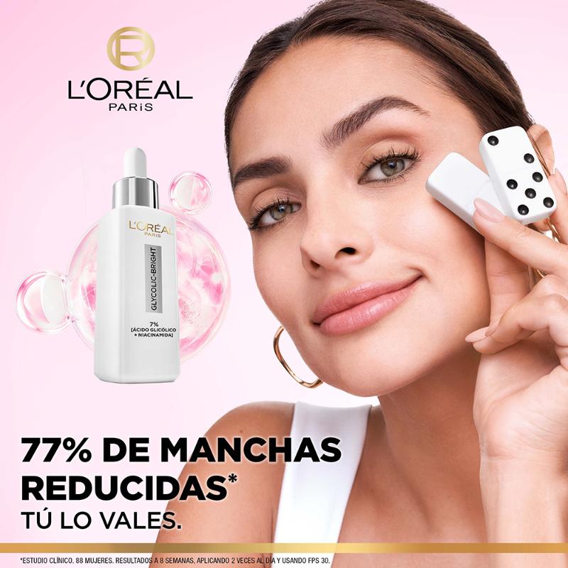 Sérum Facial L'Oréal Paris Glycolic Bright antimanchas Ácido Glicólico y Niacinamida 30 - Farmacias Arrocha