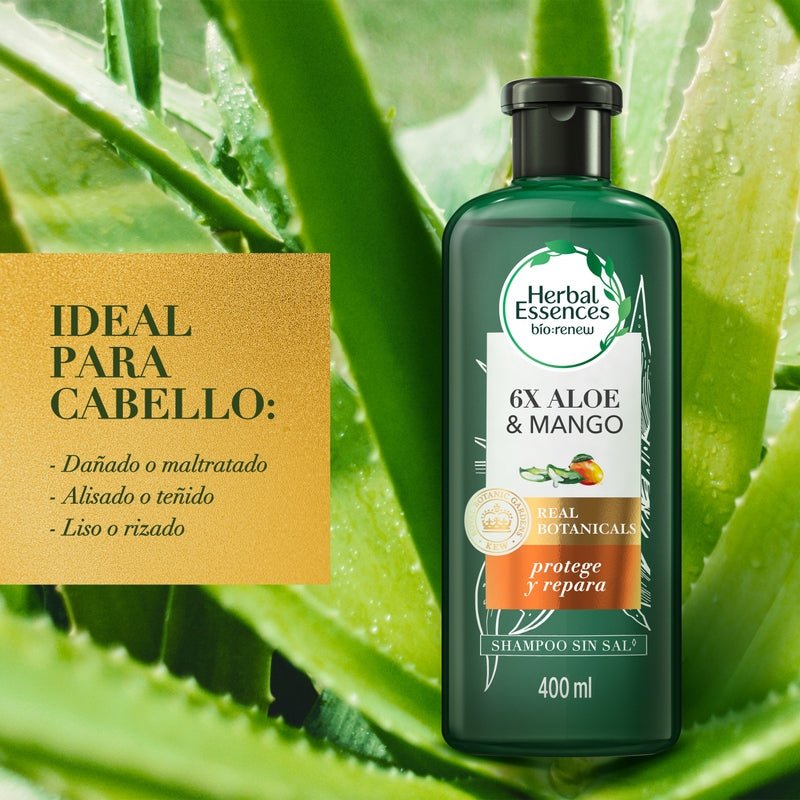 Shampoo Herbal Essences Bio:renew 6x Aloe & Mango Protege & Repara 400 ml - Farmacias Arrocha