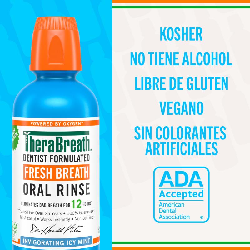 TheraBreath Invigorating Icy Mint Enjuague Bucal 16oz - Farmacias Arrocha